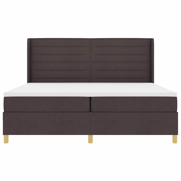 Box spring seng med madras Mørk Brun 200 x 200 cm Stof