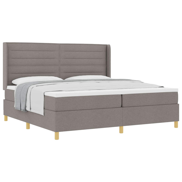 Box spring seng med madras Gråbrun 200 x 200 cm Stof