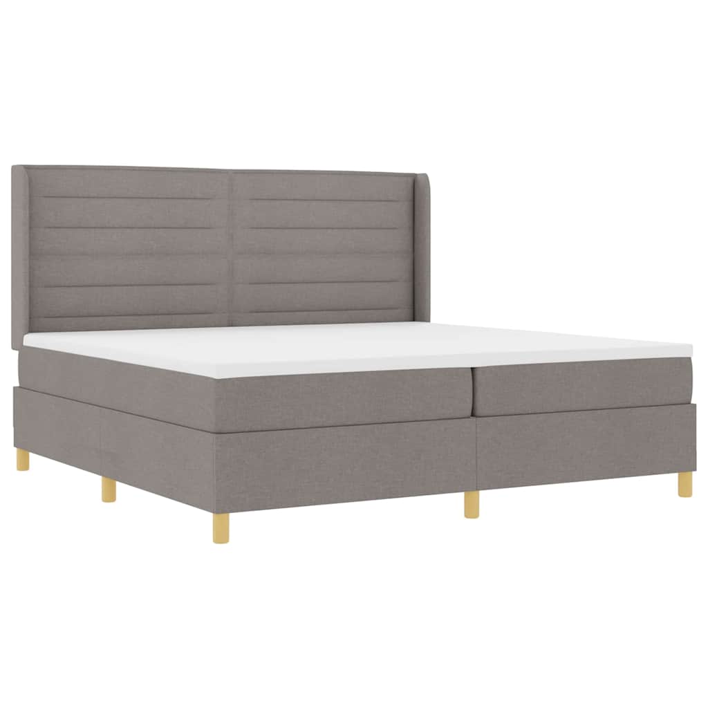 Box spring seng med madras Gråbrun 200 x 200 cm Stof