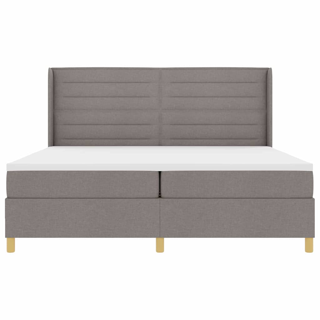 Box spring seng med madras Gråbrun 200 x 200 cm Stof