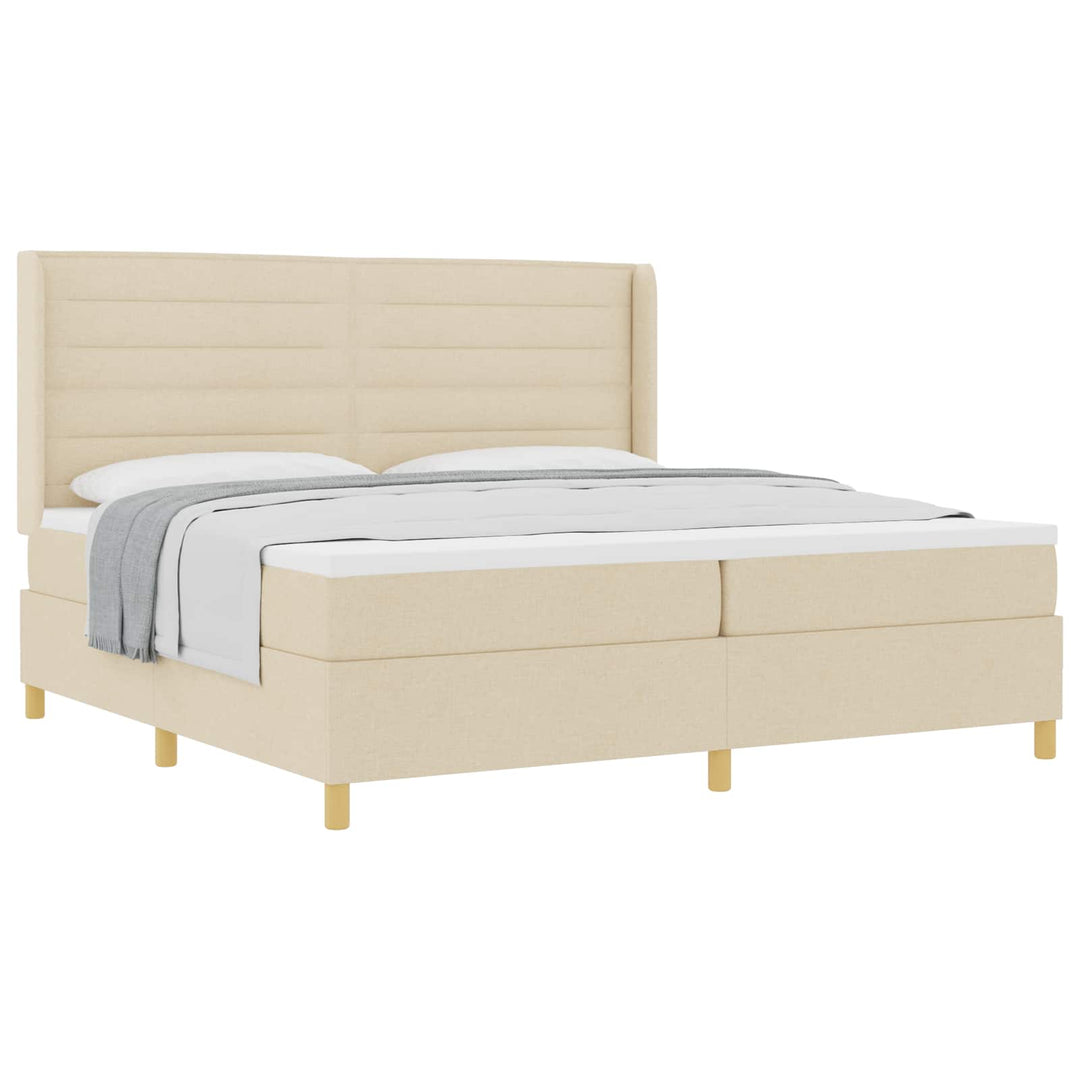 Box spring seng med madras Creme 200 x 200 cm Stof