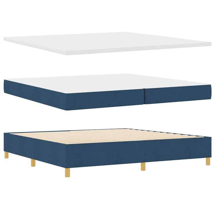 Box spring seng med madras med hovedgærde Blå 200 x 200 cm Stof
