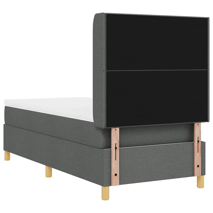Box spring seng med hovedgærde Mørkegrå 90 x 190 cm Stof