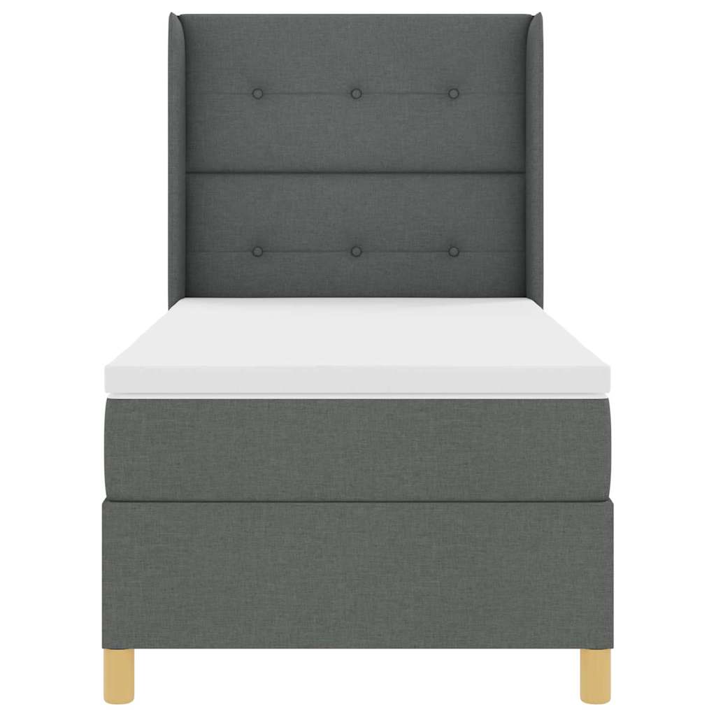 Box spring seng med hovedgærde Mørkegrå 90 x 190 cm Stof