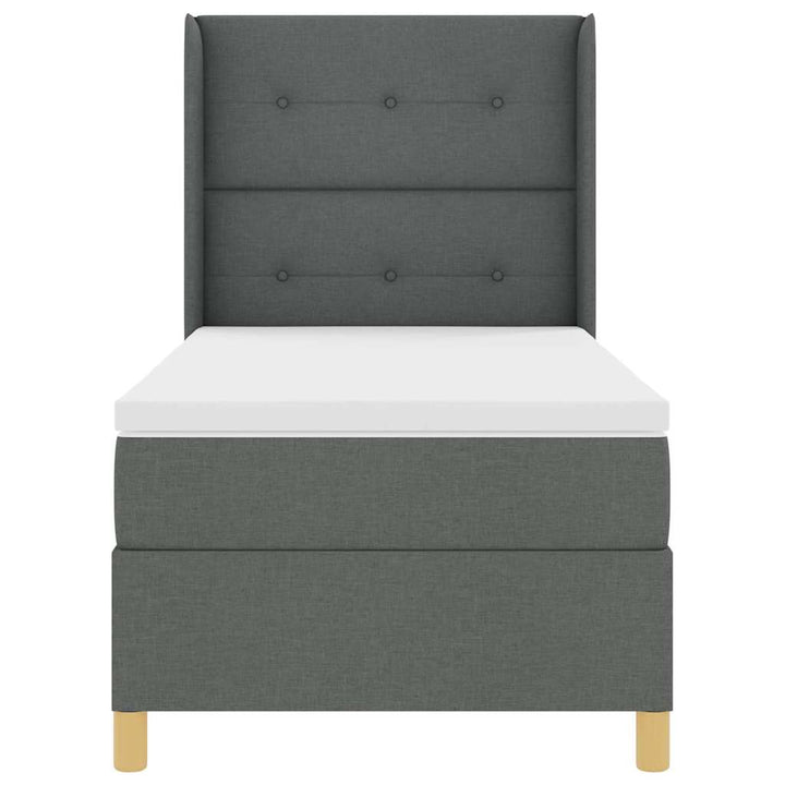 Box spring seng med hovedgærde Mørkegrå 90 x 190 cm Stof