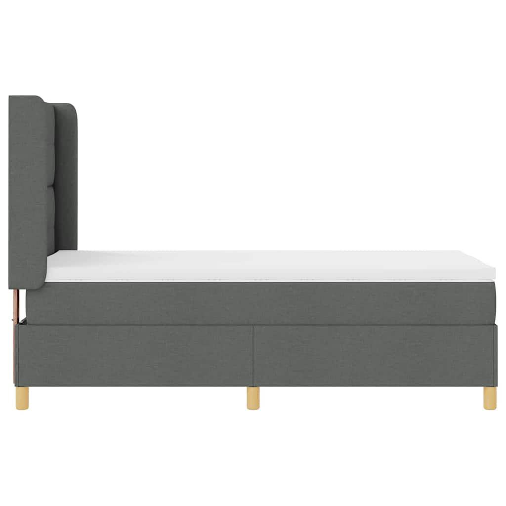 Box spring seng med hovedgærde Mørkegrå 90 x 190 cm Stof