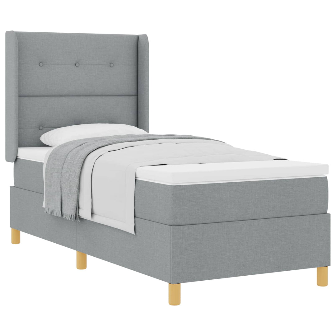 Box spring seng med madras Lysegrå 90 x 200 cm Stof