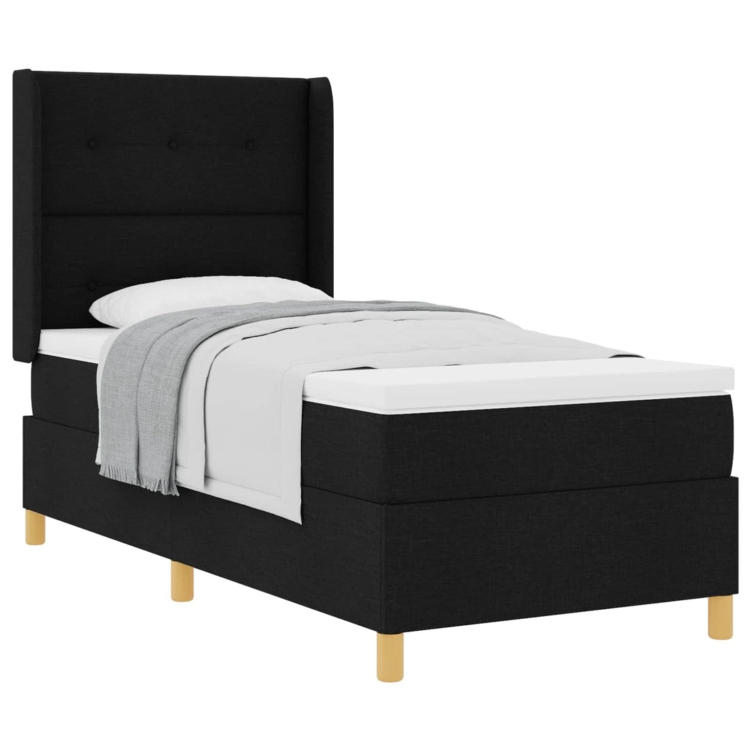 Box spring seng med madras med hovedgærde Sort 90 x 200 cm Stof