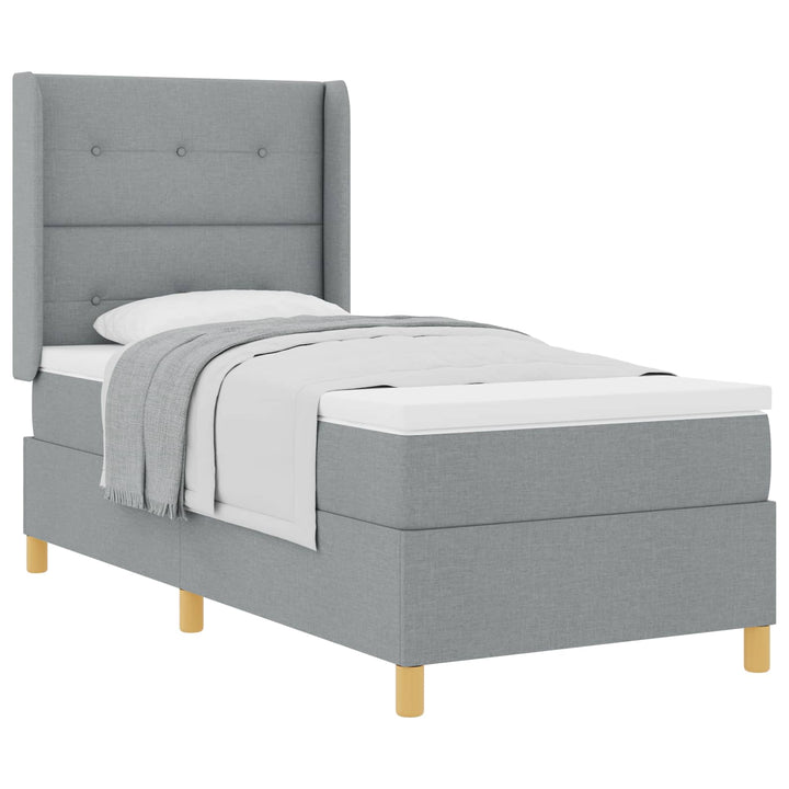 Box spring seng med hovedgærde Lysegrå 100 x 200 cm Stof