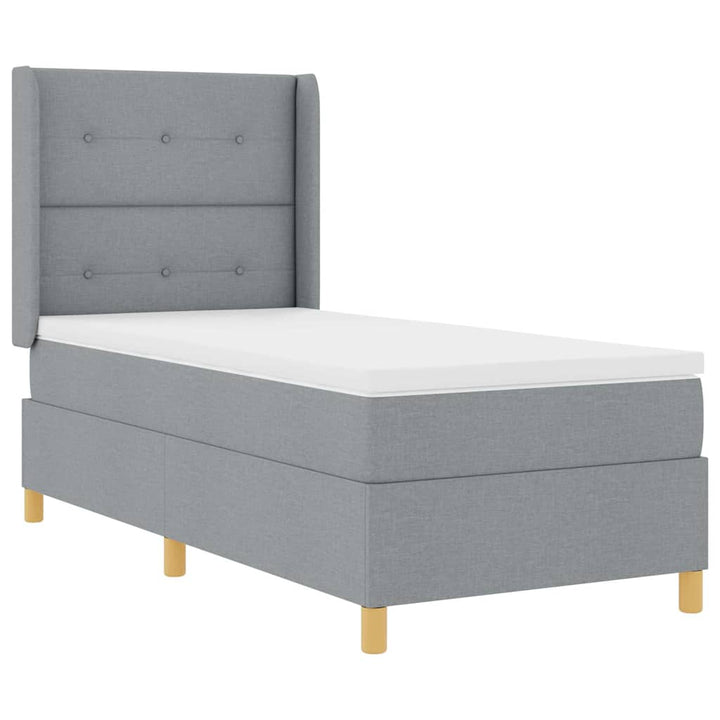 Box spring seng med hovedgærde Lysegrå 100 x 200 cm Stof