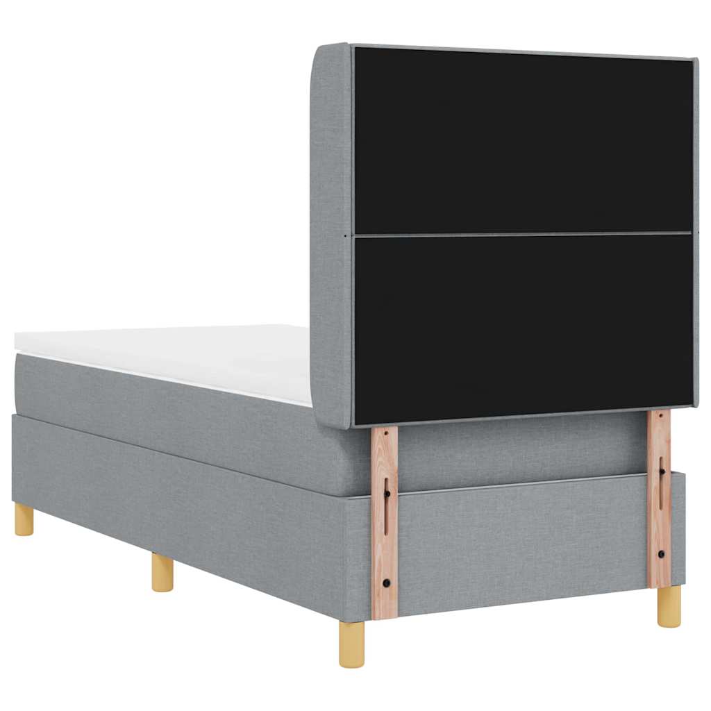 Box spring seng med hovedgærde Lysegrå 100 x 200 cm Stof
