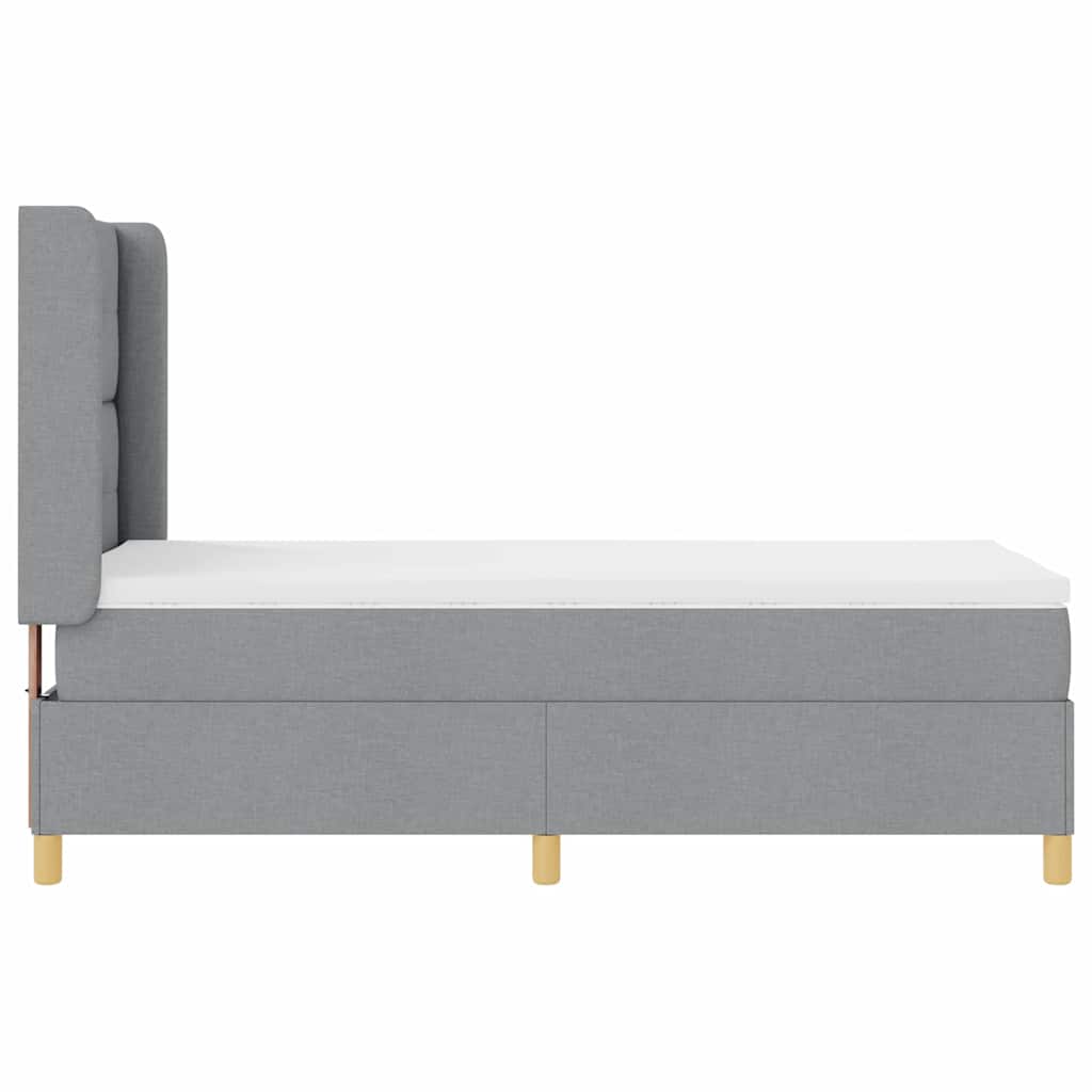 Box spring seng med hovedgærde Lysegrå 100 x 200 cm Stof