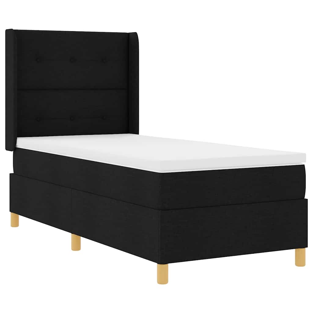 Box spring seng med hovedgærde Sort 100 x 200 cm Stof