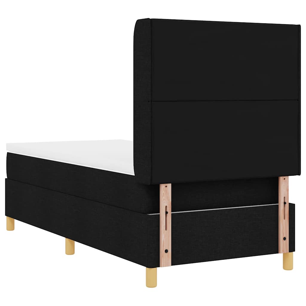 Box spring seng med hovedgærde Sort 100 x 200 cm Stof