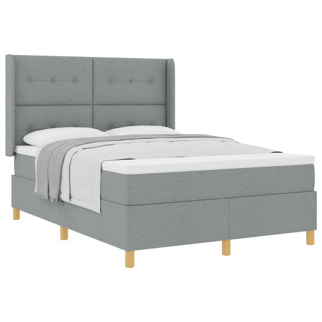 Box spring seng med madras Lysegrå 140 x 190 cm Stof