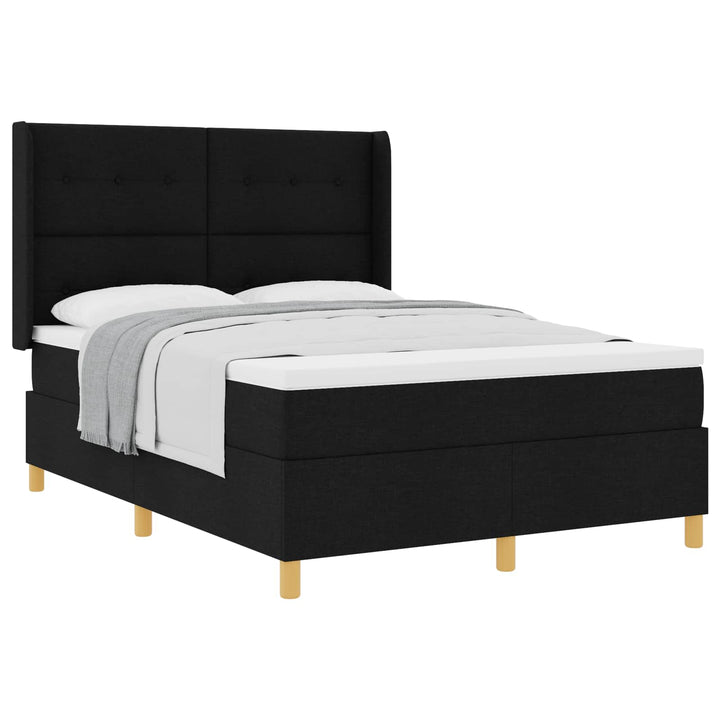 Box spring seng med madras Sort 140 x 190 cm Stof