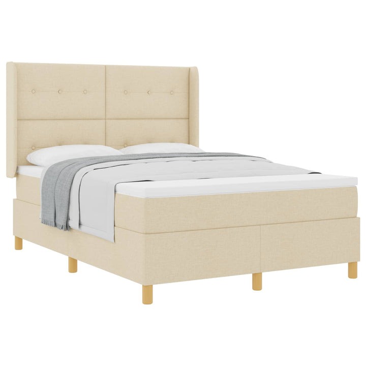 Box spring seng med madras Creme 140 x 190 cm Stof
