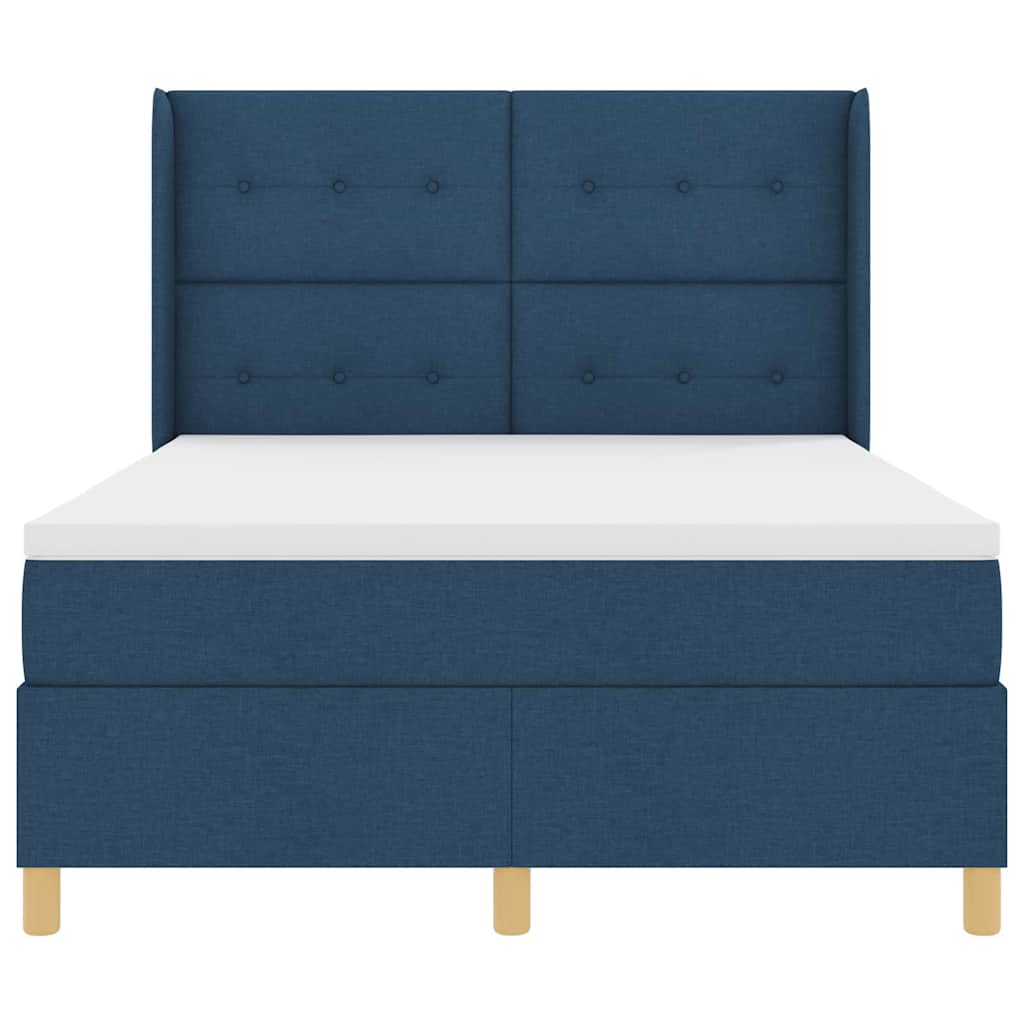 Box spring seng med hovedgærde Blå 140 x 190 cm Stof