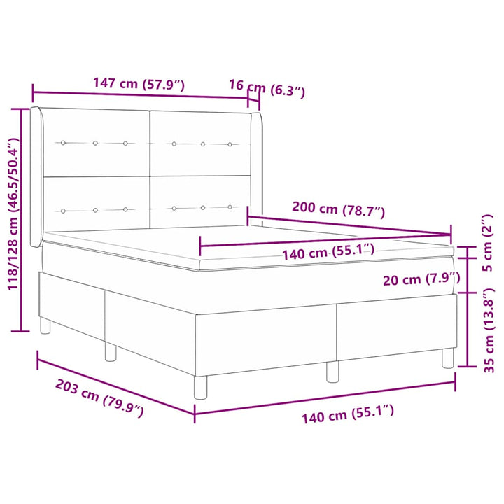 Box spring seng med madras Mørkegrå 140 x 200 cm Stof