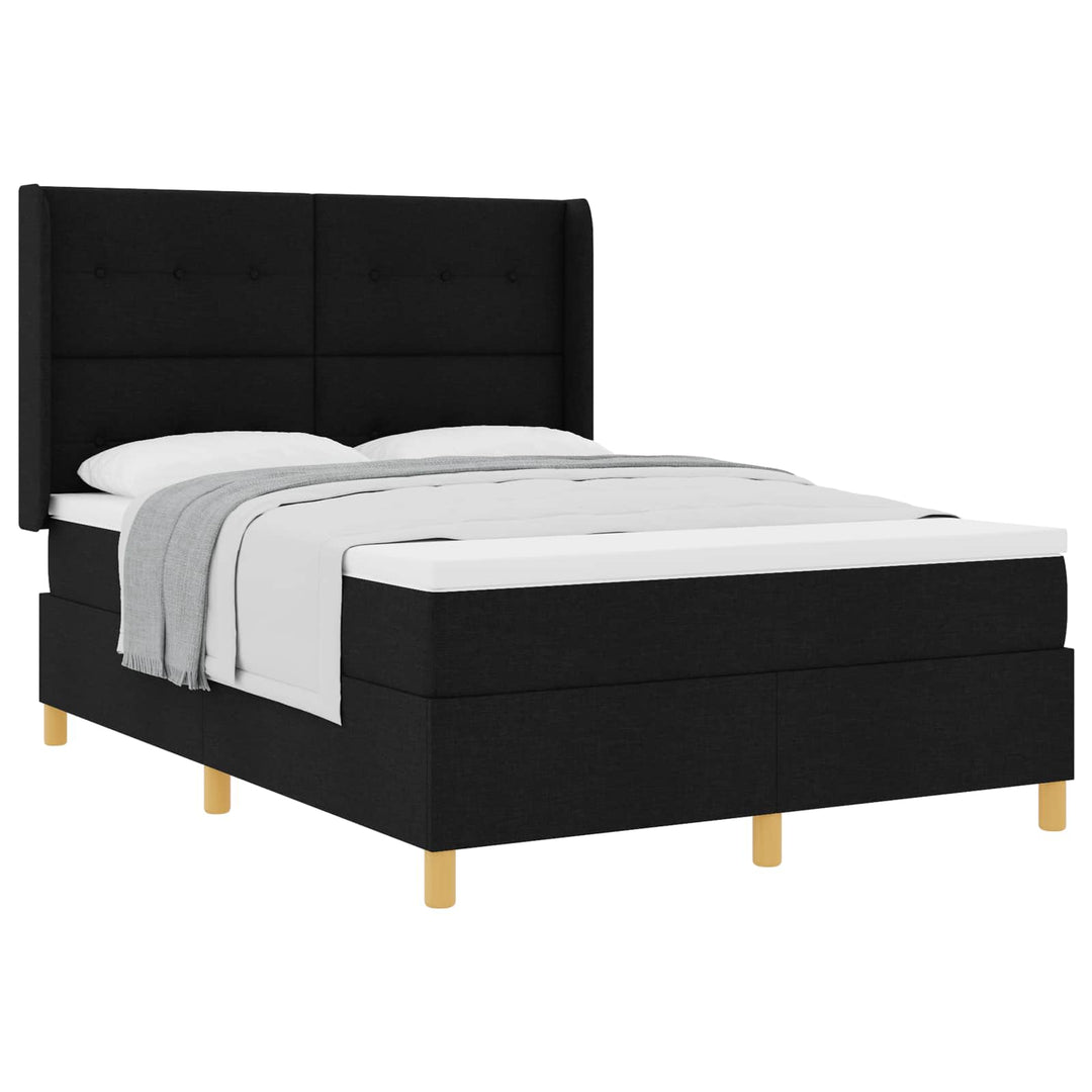 Box spring seng med madras Sort 160 x 200 cm Stof