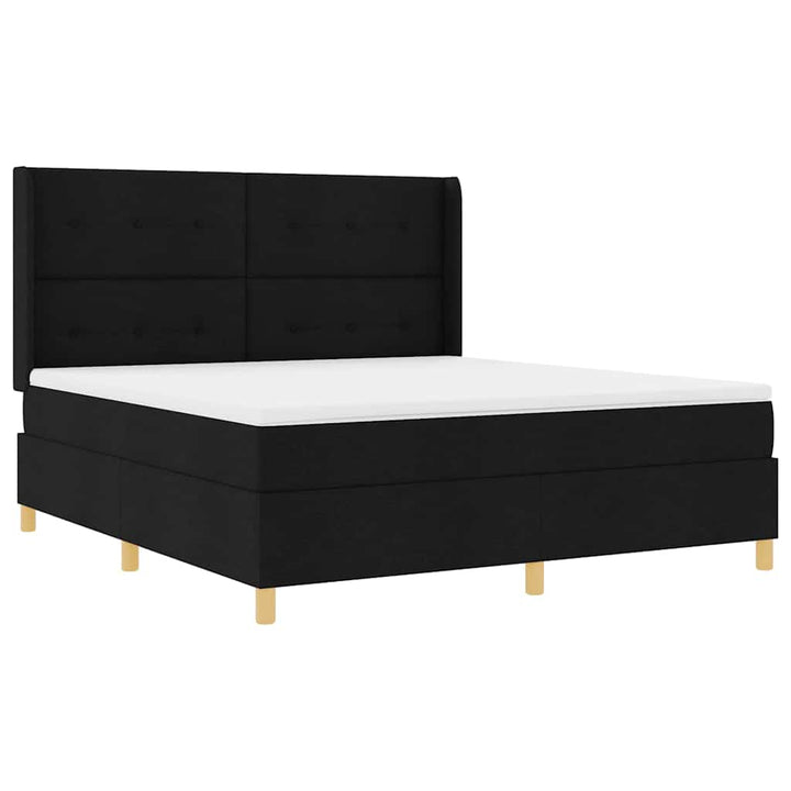 Box spring seng med madras Sort 180 x 200 cm Stof