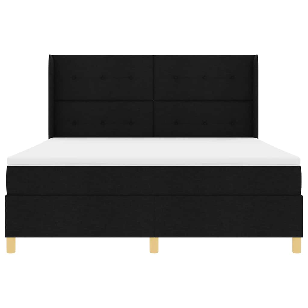 Box spring seng med madras Sort 180 x 200 cm Stof