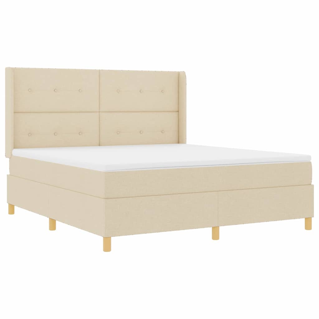 Box spring seng med madras Creme 180 x 200 cm Stof