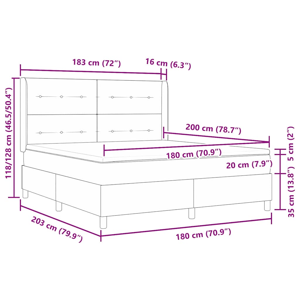 Box spring seng med madras Creme 180 x 200 cm Stof