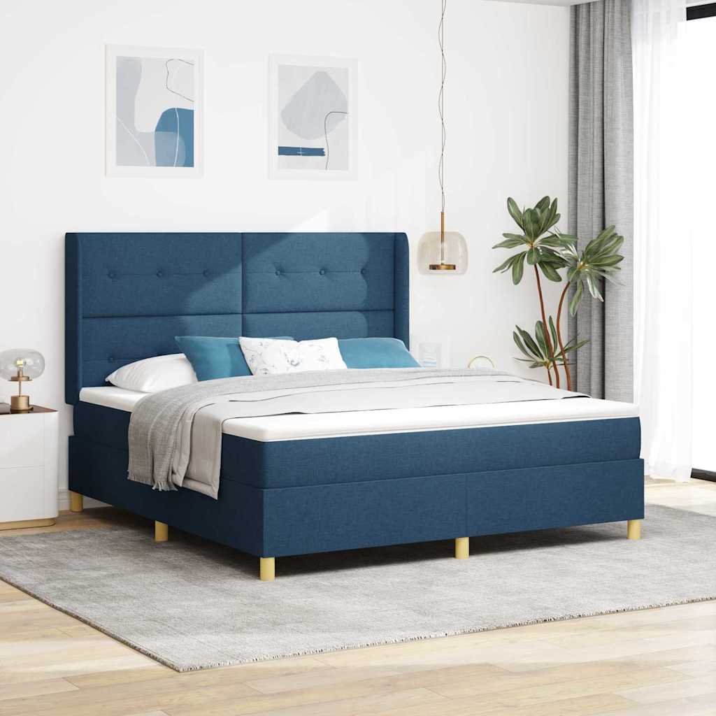 Box spring seng med hovedgærde Blå 180 x 200 cm Stof