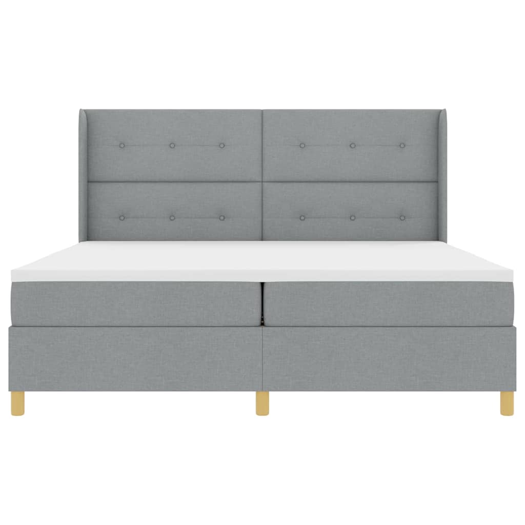 Box spring seng med hovedgærde Lysegrå 200 x 200 cm Stof
