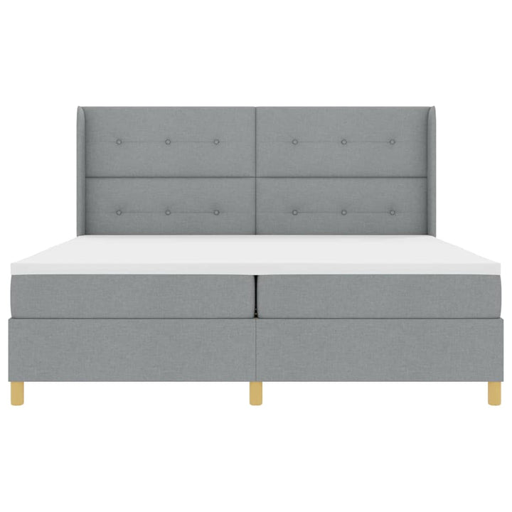 Box spring seng med hovedgærde Lysegrå 200 x 200 cm Stof