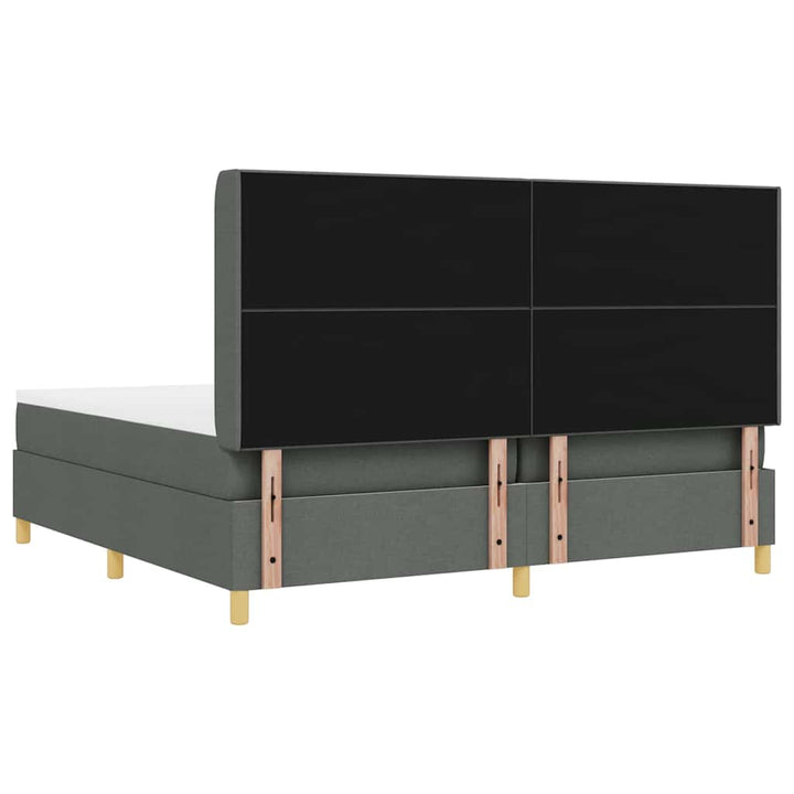 Box spring seng med hovedgærde Mørkegrå 200 x 200 cm Stof