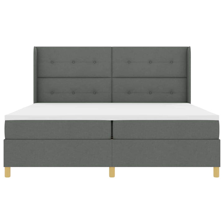 Box spring seng med hovedgærde Mørkegrå 200 x 200 cm Stof