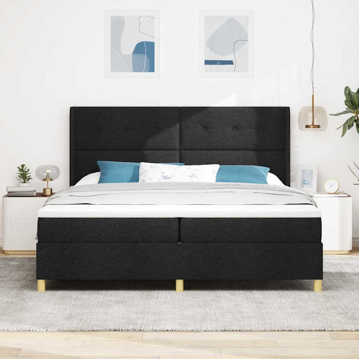 Box spring seng med hovedgærde Sort 200 x 200 cm Stof