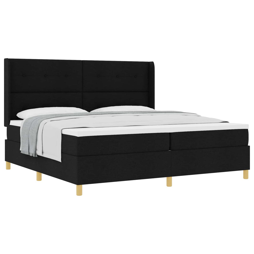 Box spring seng med hovedgærde Sort 200 x 200 cm Stof