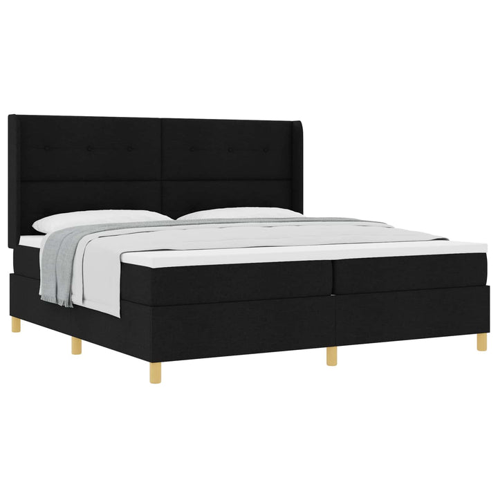 Box spring seng med hovedgærde Sort 200 x 200 cm Stof