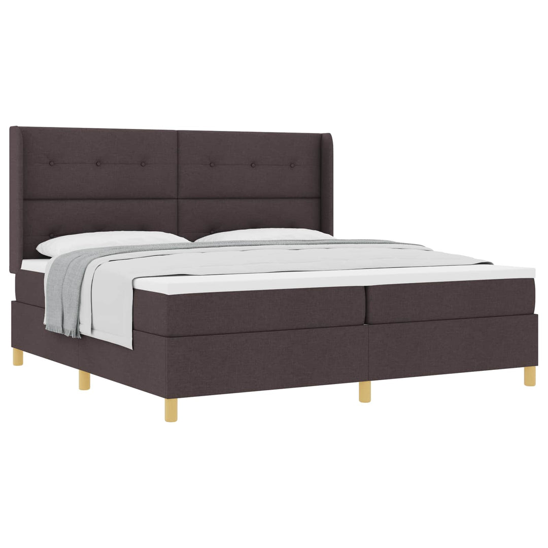 Box spring seng med hovedgærde Mørk Brun 200 x 200 cm Stof