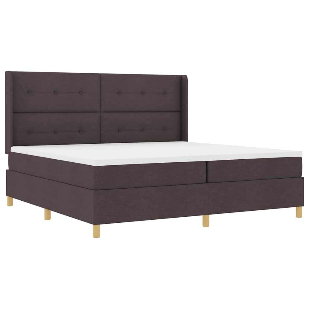 Box spring seng med hovedgærde Mørk Brun 200 x 200 cm Stof