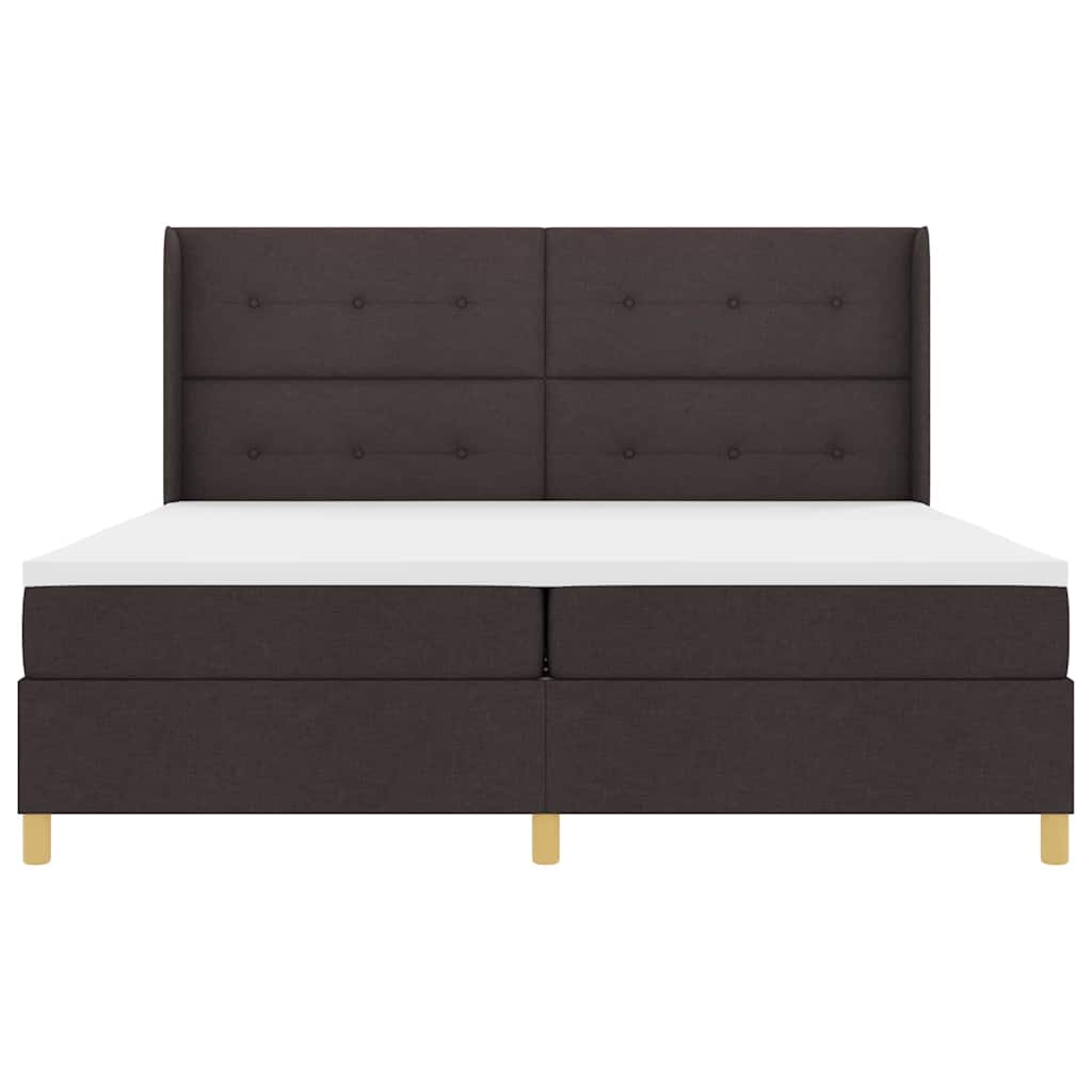Box spring seng med hovedgærde Mørk Brun 200 x 200 cm Stof