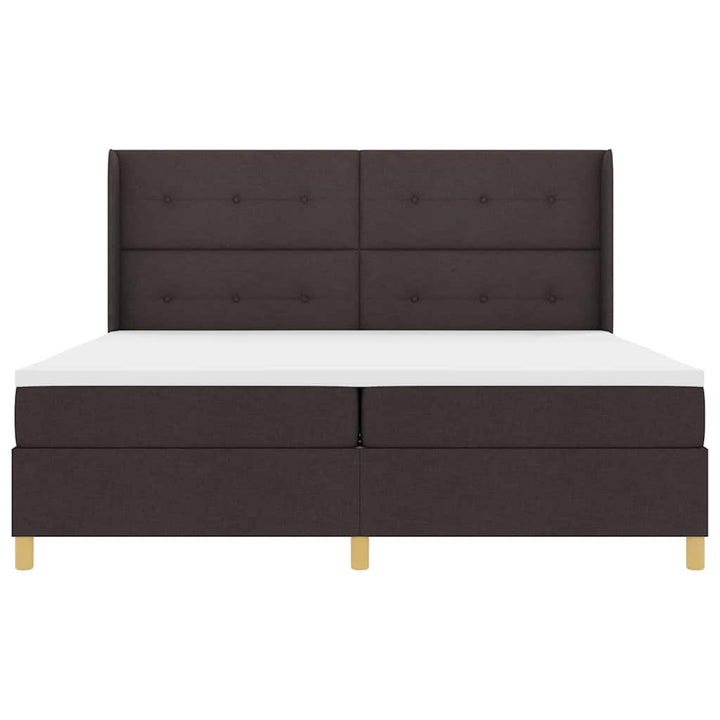 Box spring seng med hovedgærde Mørk Brun 200 x 200 cm Stof