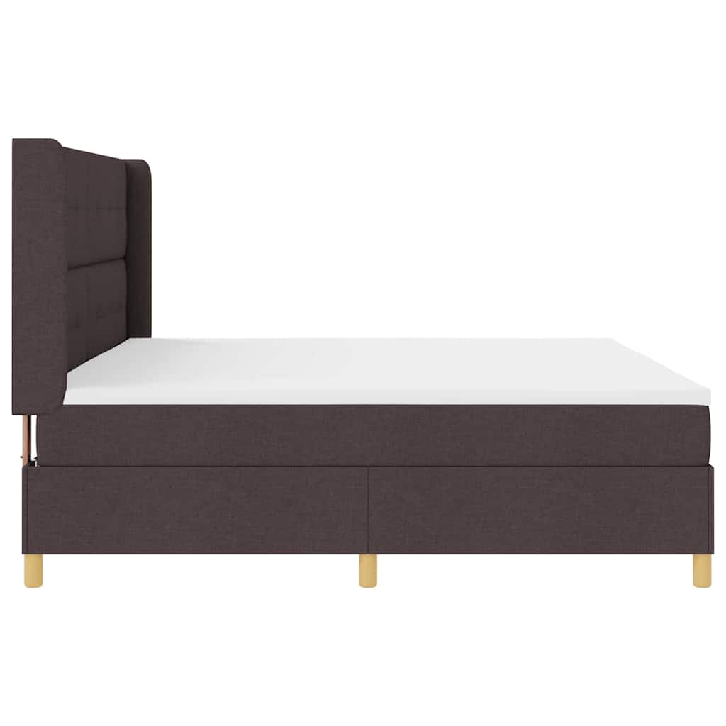 Box spring seng med hovedgærde Mørk Brun 200 x 200 cm Stof