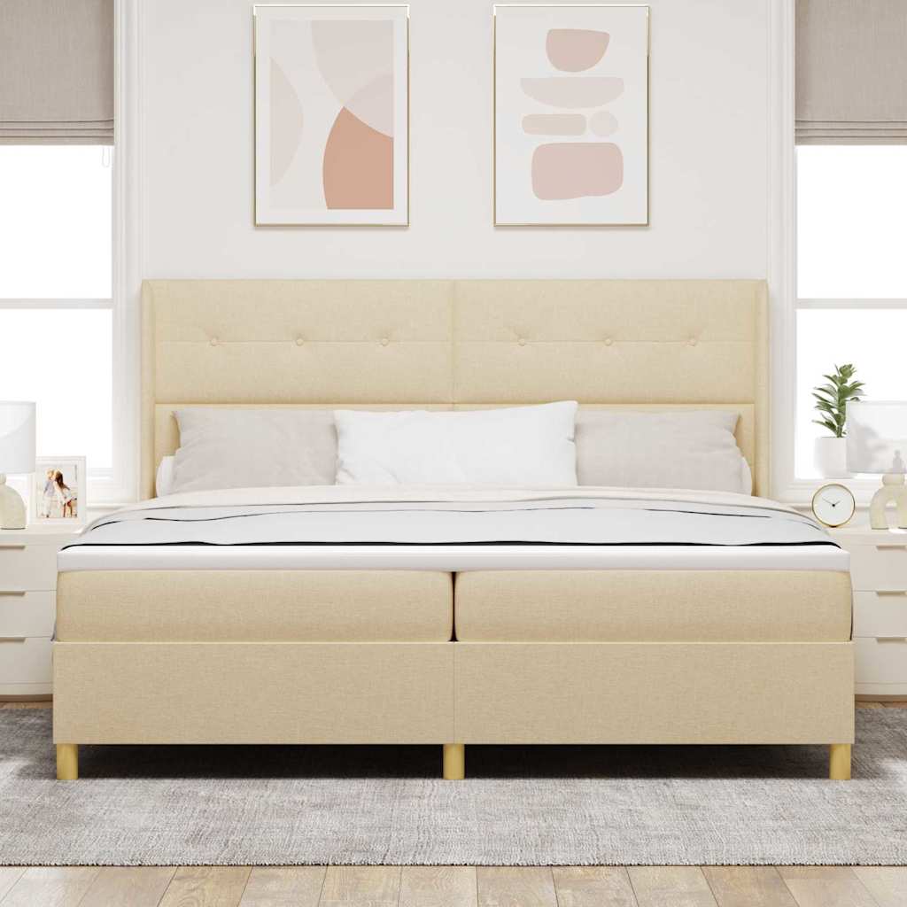 Box spring seng med madras Creme 200 x 200 cm Stof