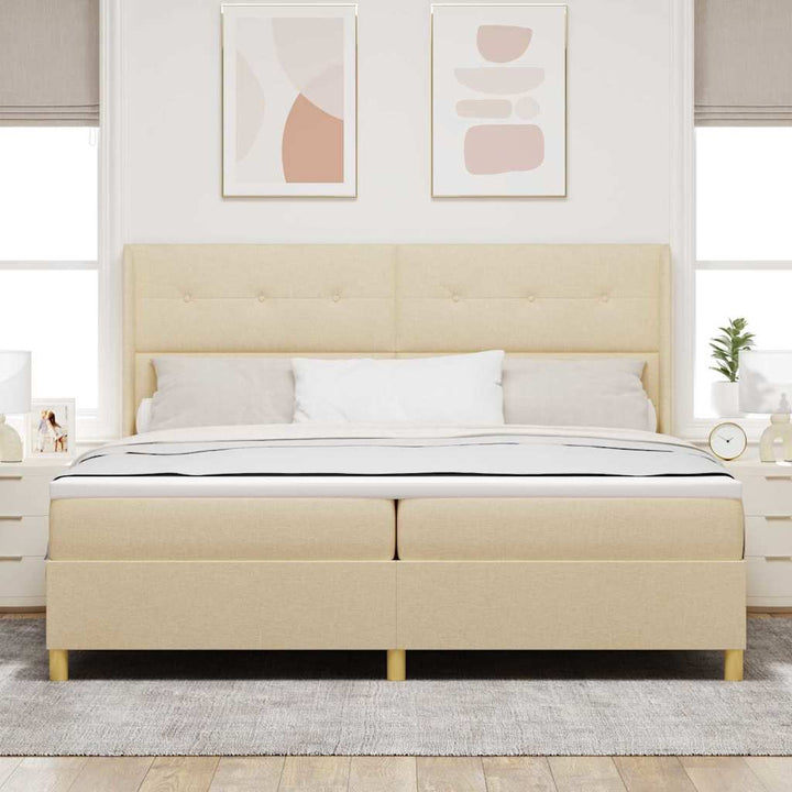 Box spring seng med madras Creme 200 x 200 cm Stof