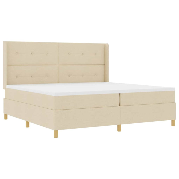 Box spring seng med madras Creme 200 x 200 cm Stof
