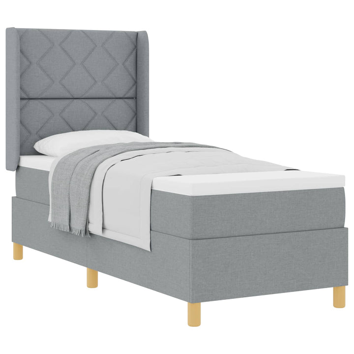 Box spring seng med madras Lysegrå 80 x 200 cm Stof