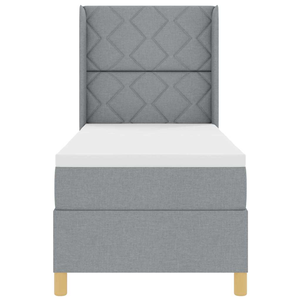 Box spring seng med madras Lysegrå 80 x 200 cm Stof