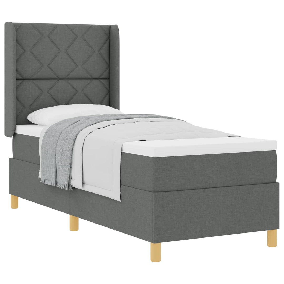 Box spring seng med hovedgærde Mørkegrå 80 x 200 cm Stof