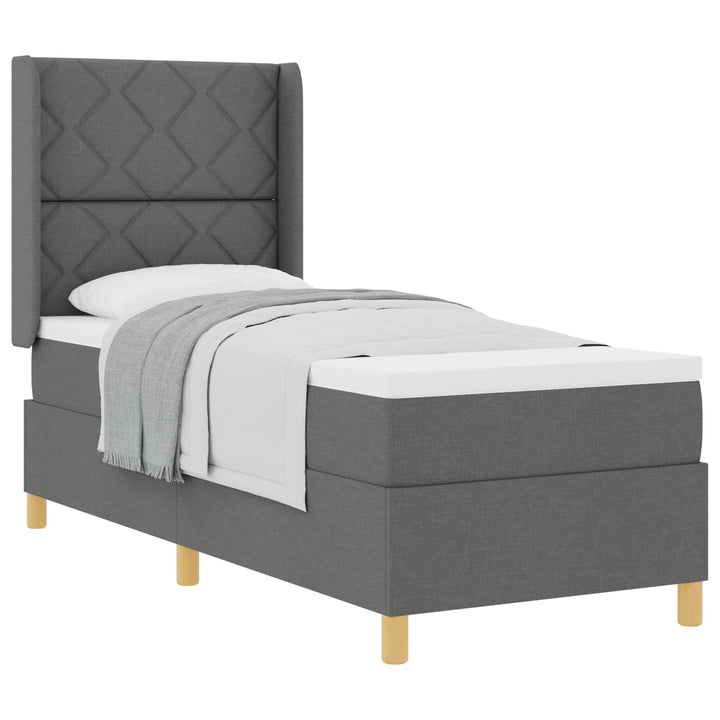 Box spring seng med hovedgærde Mørkegrå 80 x 200 cm Stof