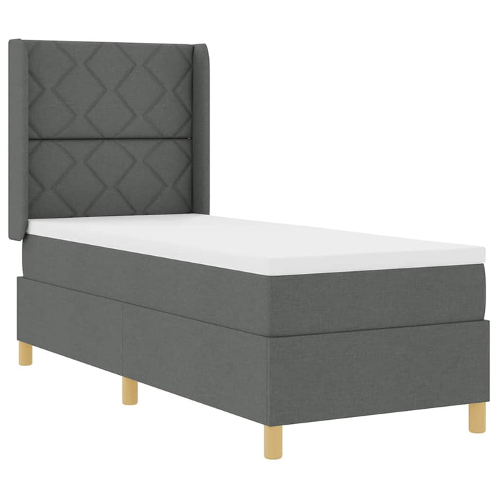 Box spring seng med hovedgærde Mørkegrå 80 x 200 cm Stof