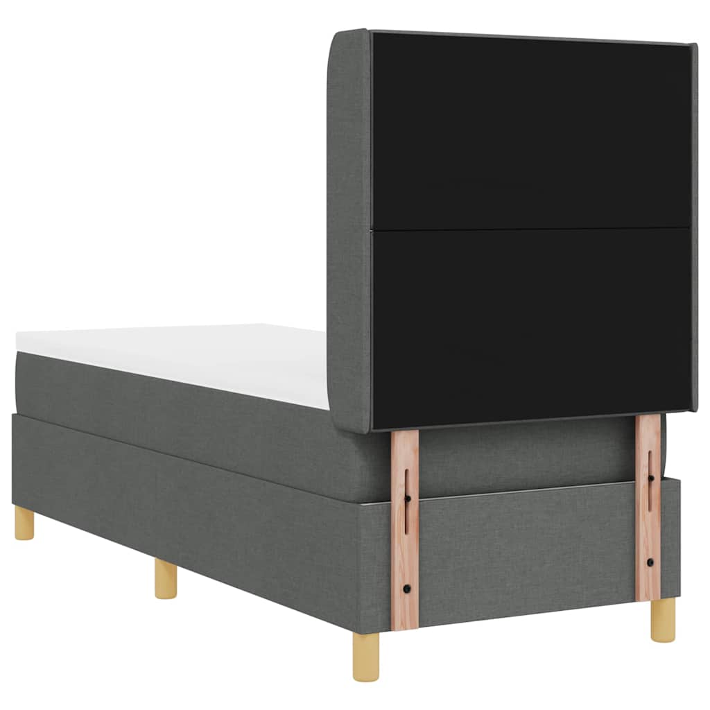 Box spring seng med hovedgærde Mørkegrå 80 x 200 cm Stof